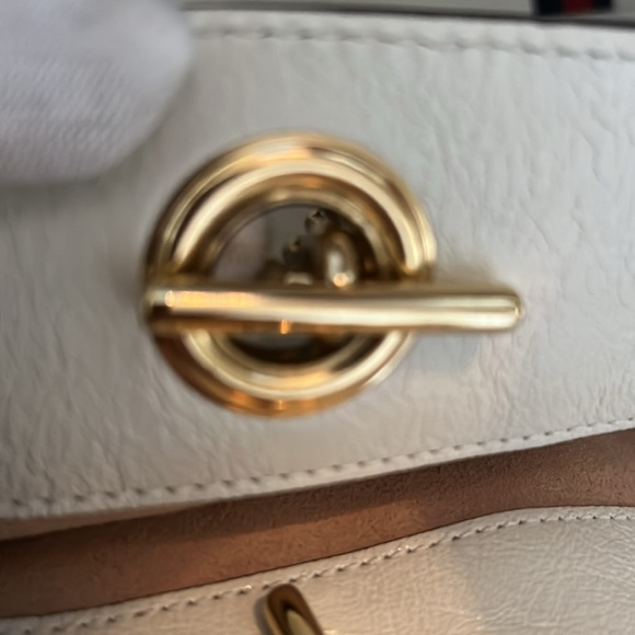 GUCCI Rajah Sylvie Web Leather Tote Bag Large w/Pochette White - Picture 12 of 16